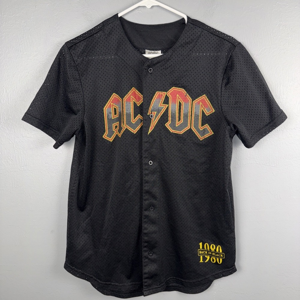 AC/DC Baseball Jersey Men's S Back In Black Retro Inspired *READ